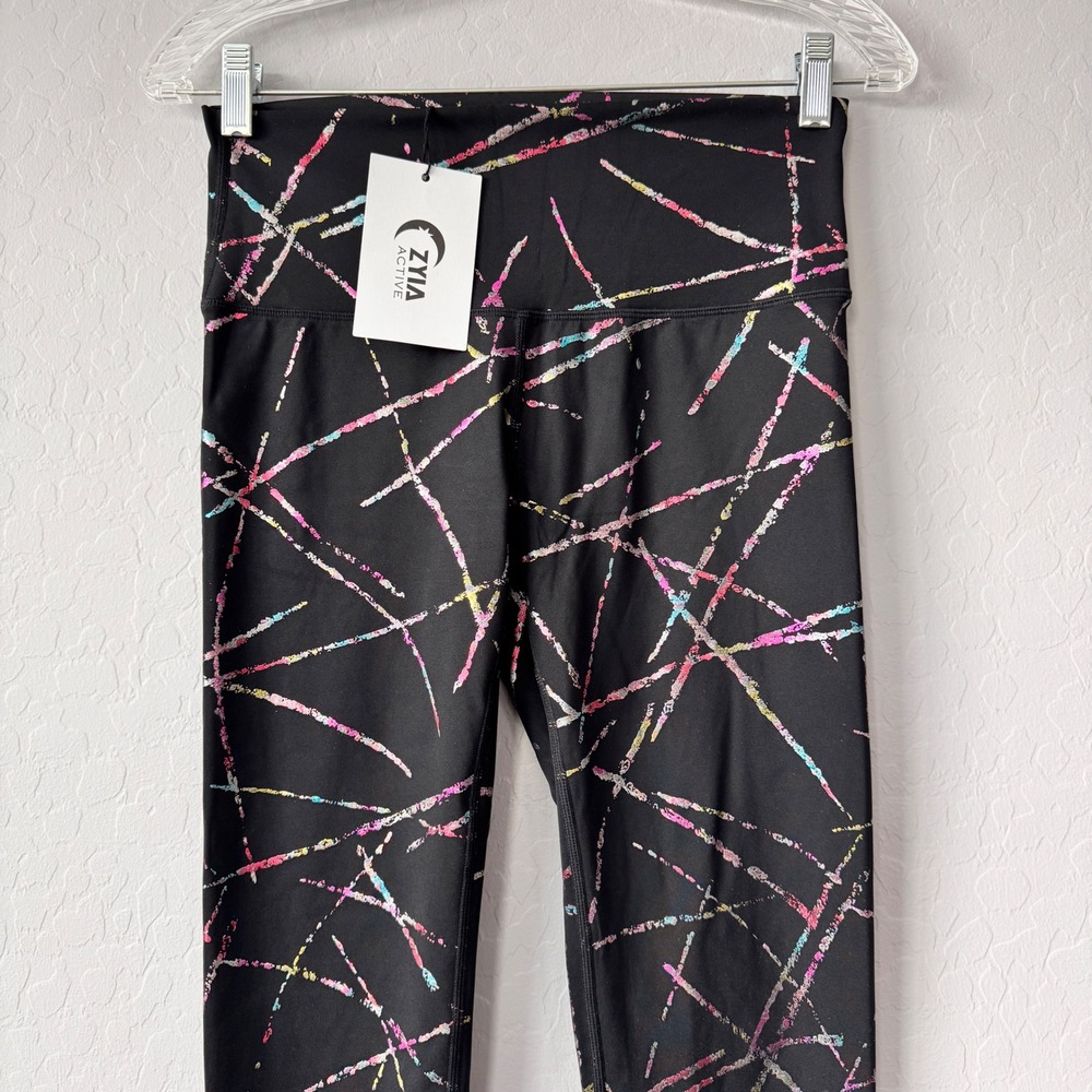 NWT Zyia Active‎ Abstract Hi-Rise 7/8 Leggings - Iridescent, Athletic, Size 6-8 - Picture 2 of 9